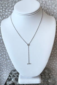 Silver Tone Mini Paperclip Y Necklace