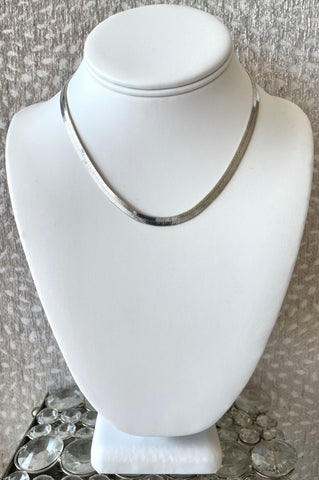 White Gold Dipped Snake 16" Necklace