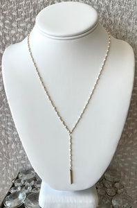 Gold/White Lariat Necklace