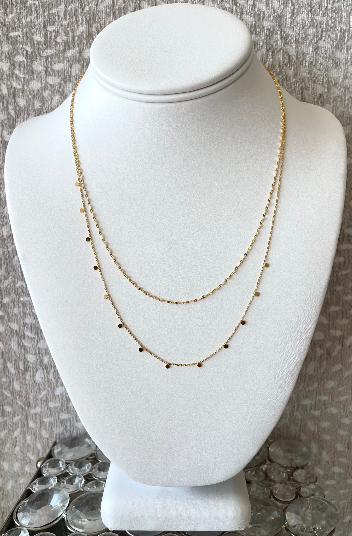 18K Gold Dipped Double Tier Disc Necklace