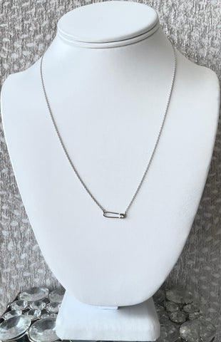 Sterling Silver Dipped Safety Pin Necklace