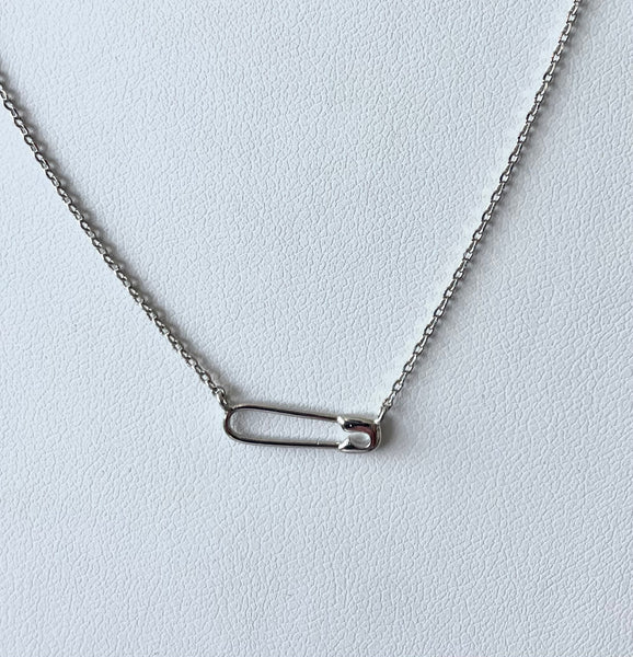 Sterling Silver Dipped Safety Pin Necklace