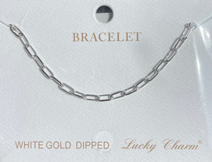 White Gold Dipped Paperclip Chain Bracelet