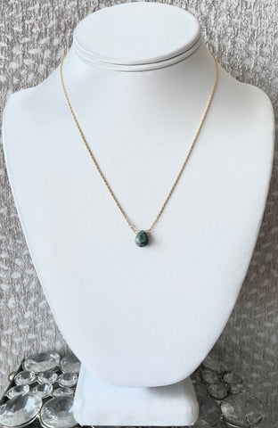 18K Gold Dipped Necklace with African Turquoise Jasper