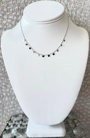 White Gold Dipped Choker with Mini Discs