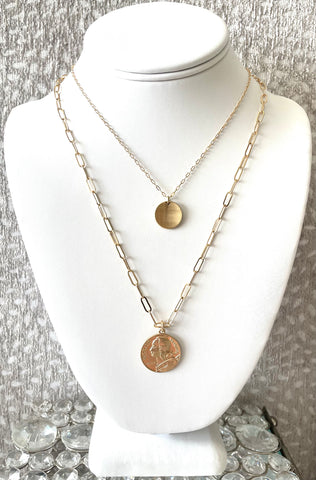 Gold Tone Double Chain Necklace