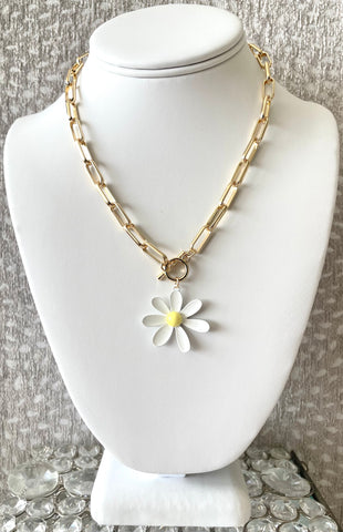 Gold Tone Sunflower Necklace