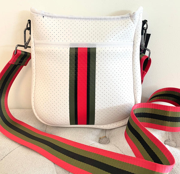 Medium Cross Body White Neoprene Bag