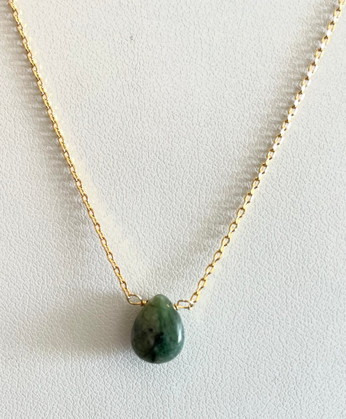 18K Gold Dipped Necklace with African Turquoise Jasper