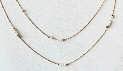 Gold Tone Necklace with Baby Pearl Detailing