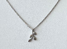 White Gold Dipped Mini Leaf Pendent Necklace