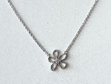 Silver Dainty Flower Pendent with Crystal