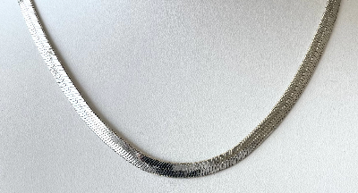 White Gold Dipped Snake 16" Necklace